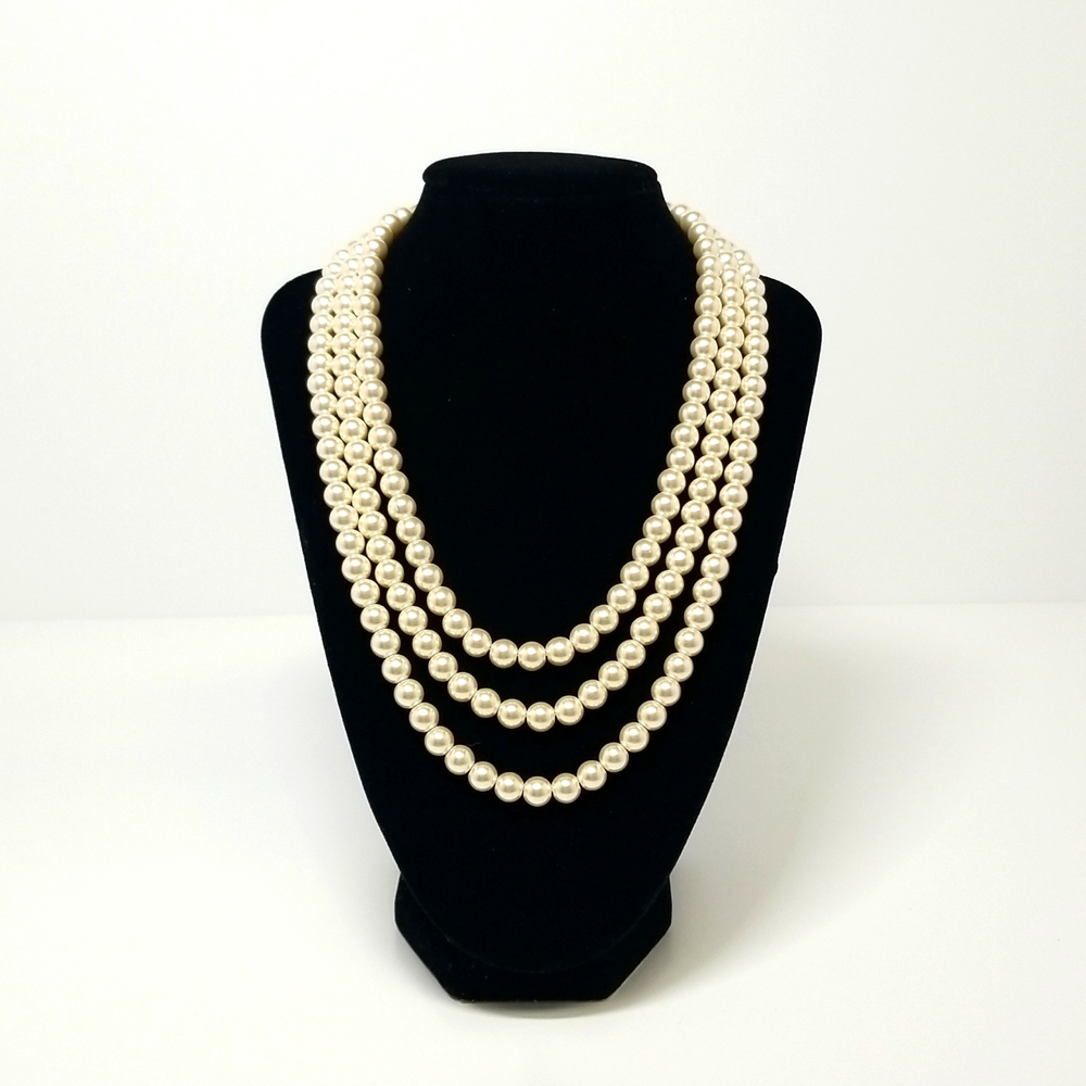 Kohl's Occasion Womens 3 Layered Faux Pearl Wedding Bridesmaid Necklace